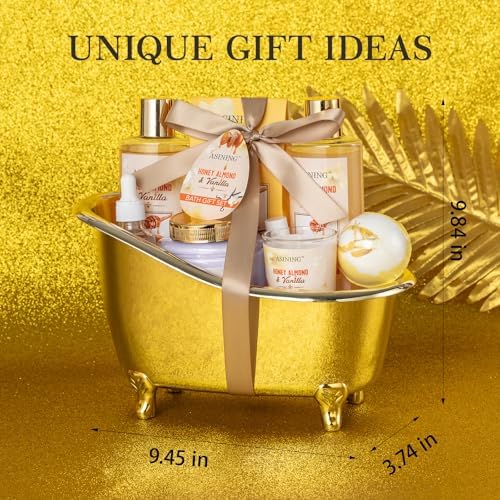 Spa Gift Baskets For Women and Men, Home Luxury Scents Honey Almond Bath Sets for Women Gift, Spa Set Spa Basket with Body Lotion, Lip Balm & More Bath Gift Set Best Gift for Her, Bath Kits Gifts - Image 7
