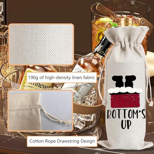 1Pcs Christmas Chimney Wine Bags Christmas Gift Bag, Wine Bottle Bags Merry Xmas Bottle Covers for Merry Christmas,Holiday Party,Storage with 1Pcs Kraft Blessing Cards and natural jute rope - Image 3
