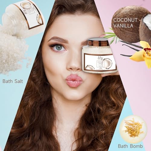 Coconut Vanilla Spa Gifts, 7Pcs Perfect Spa Gift Baskets for Women & Men - Image 6
