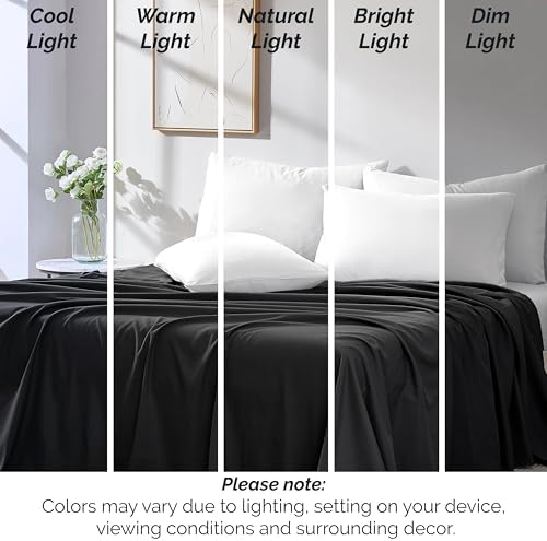 2-Pack Twin Flat Sheets Only 66x96 Microfiber Twin Size Top Sheet Black - Image 6