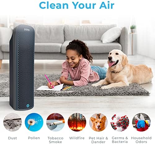 Pure Enrichment PureZone Elite True HEPA Large Room Tower Air Purifier with Air Quality Monitor, 4 Stage Filtration and UV-C Light, Helps Destroy Bacteria, Smoke, Pollen & Dust (Graphite) - Image 2