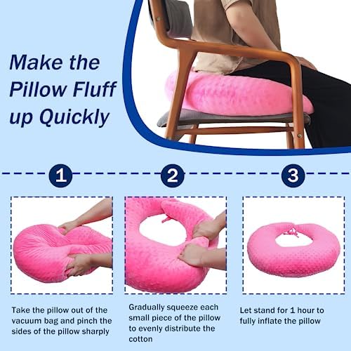 BBL Pillow After Surgery for Butt Sleeping, Brazilian Butt Lift Pillow Post Surgery Recovery for Sitting Sleeping Driving Donut Pillow for Woman Lumbar Back Cushion Seat Foam (Pink Dot) - Image 6