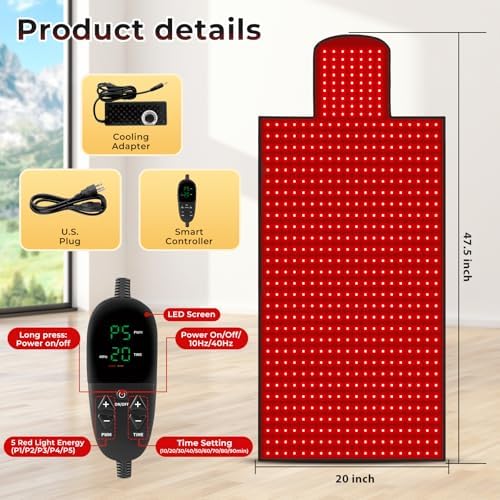 LITDUCK Body Red Light Therapy Mat, Eligible Red Light Therapy Blanket, 2in1 LEDs(660nm& 850nm), Premium Leather, Adjustable Timer & Intensity 36.3"*15.8" - Image 2