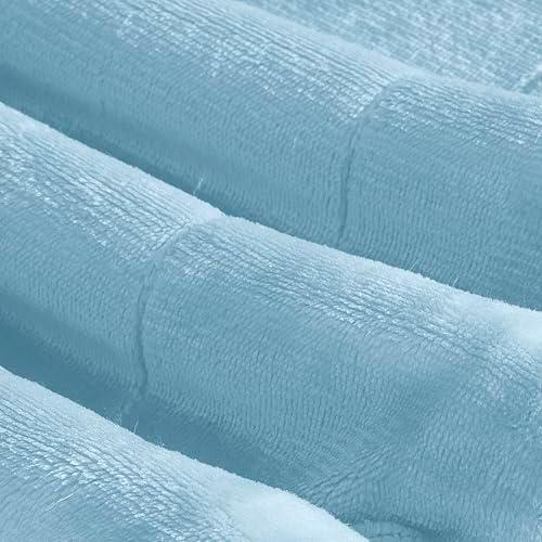 Elegant Comfort Ultra Soft Reversible Flannel Sherpa Blanket - Cozy Silky Fleece Throw for Couch, Bed - Plush Fuzzy Warm Winter Blanket for Gift, Queen, Aqua - Image 7