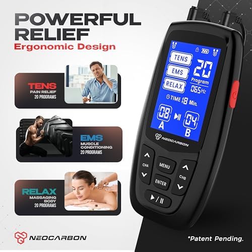NEOCARBON TENS Unit Muscle Stimulator Ergo Machine for Pain Relief, Black - Image 2