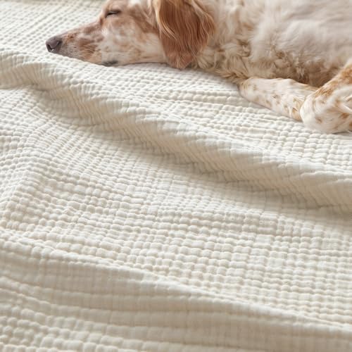 PHF 100% Cotton Muslin Blanket Queen Size 90"x90", 4-Layer Lightweight Gauze Throw, Breathable Cloud-Soft Minimalist Blanket for Bed, Couch, Camping & Baby, Oat Milk, Ideal Gift - Image 6
