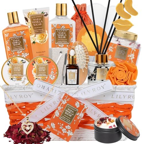 26Pcs Vanilla Bath Spa Gifts for Mom, Premium Spa Gift Baskets for Women by LILYROY