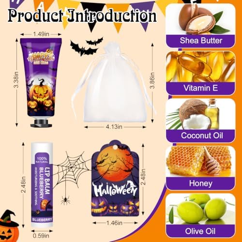KONEUK 30 Pack Halloween Lip Balm & Hand Cream Set, Bulk Halloween Gifts - Image 3