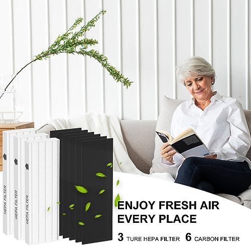 True HEPA Filter Replacement Compatible with Fellowes AeraMax 100 90 DX5 DB5 Air Cleaner Purifier, Compared to Part 40101701 9287001 9324001, 3 x True HEPA Filter and 6 x Carbon Pre-Filter - Image 6