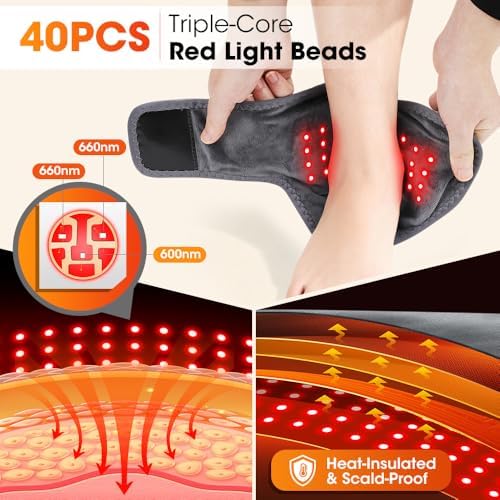 3 in 1 Foot Massager with Heat, Red Light, Triple Therapy, Cordless, Portable Ankle Massager, 3 Vibration Modes, 3 Heat Levels, 5 Intensity Levels, for Circulation, Plantar Fasciitis (Pack of 1) - Image 7