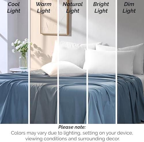 XL Oversized King Flat Sheet Only 132x110 Cal King Top Sheet Coronet Blue - Image 6