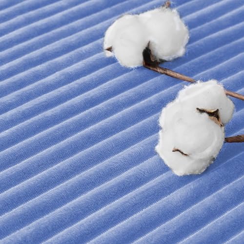 Bnuitland Fleece Throw Blanket for Couch, 300GSM Soft Warm Cozy Fluffy Throw for Adults & Kids, Stripe Pattern, All Season Sofa Bed Blanket for Home Decor, Sky Blue 50"x60" - Image 7