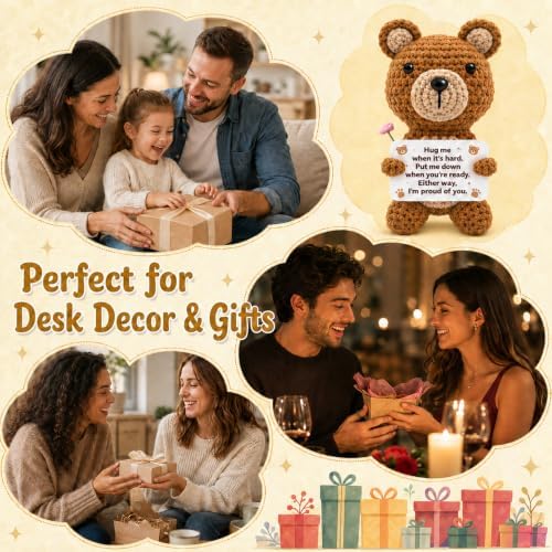 Inspirational Gifts for Women Men Positive Crochet Handmade Bear Gift - Image 4