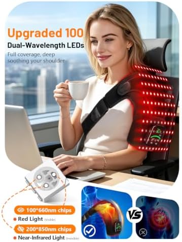 100 LEDs Red Light Therapy for Shoulder with Heat & Massage - Image 2