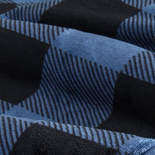 Elegant Comfort Ultra Soft Reversible Buffalo Plaid Flannel Sherpa Blanket - Cozy Silky Checkered Fleece Throw for Couch, Bed - Plush Fuzzy Warm Winter Blanket for Gift, King, Blue - Image 7