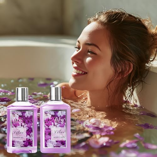 9Pcs Luxurious Lavender Lilac Spa Kit Bath Set - Spa Gift Baskets for Women - Image 5