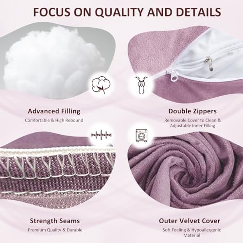 Chilling Home Pregnancy Pillow, U Shape Pregnancy Pillows for Sleeping, 55in Body Pillow for Sleeping, Body Pillows for Adults, Maternity Pillow, Velvet Removable Cover, Pink - Image 6
