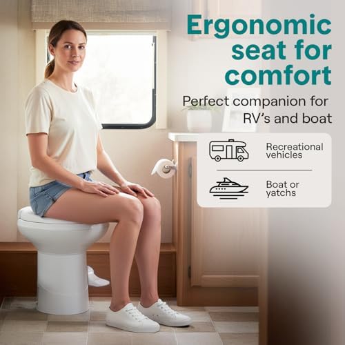 SereneLife RV Toilet - Small Camp Toilet with Foot Pedal and a Hand Sprayer, Leak-Proof, Odorless, Soft-Close Lid, Compact Water-Saving Design, Quick Installation, Perfect for RVs, Trailers, and Boats - Image 6