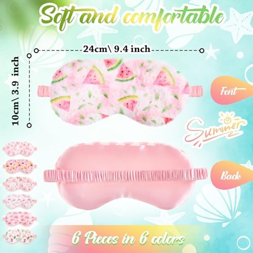 Cuffbow 6 Pack Fuzzy Sleep Masks Plush Eye Mask,Summer,Pink - Image 2