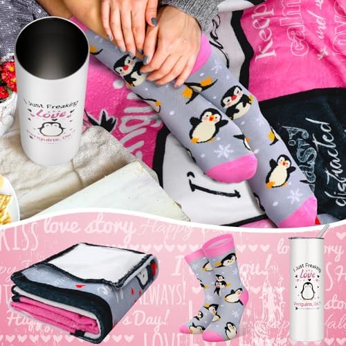 HunnmingRe 3 Pcs Penguin Gifts Set Blanket Tumbler Socks for Women - Image 4