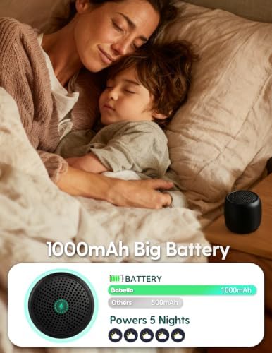 Babelio White Noise Sound Machine (Pocket Mini Pro) | 1000mAh Large Battery, 25 Non-looping Sounds for Adults, Kids & Babies, Timer, Memory Function, Pocket-Sized & Travel Essentials, Black - Image 2