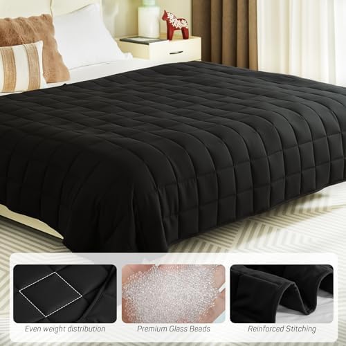 Weighted Blanket for Adults 15lbs, Queen Size Heavy Blanket for 125-180lbs, Weighted Throw Blanket with Premium Glass Beads, Soft Thick Blanket for Adult All-Season, 60 x 80 inches, Black - Image 6