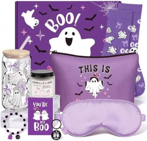 9 Pcs Boo Basket Stuffers for Women Purple Halloween Spooky Gift Box by Yetene