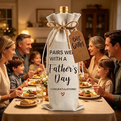 1Pcs Father's Gifts Wine Gifts Bag Dad gifts Wine Bag Father's Day, Pairs Well With a Father's Day with 1Pcs Kraft Blessing Cards and natural jute rope - Image 6