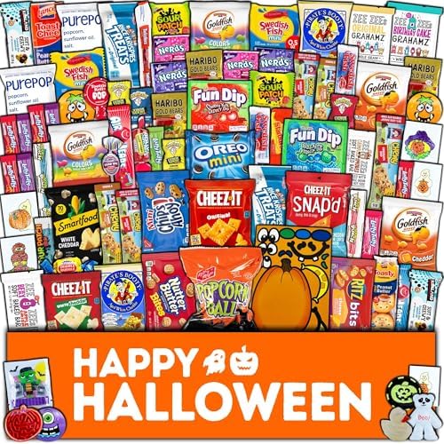 Halloween Candy Care Package Gift (80ct) Snacks Box Basket Candies Kids Children Adults Cookies Food Variety Pack Bundle Mixed Bulk Sampler Girls Boys Guys Men Women Boyfriend Girlfriend College Student by CRAVEBOX