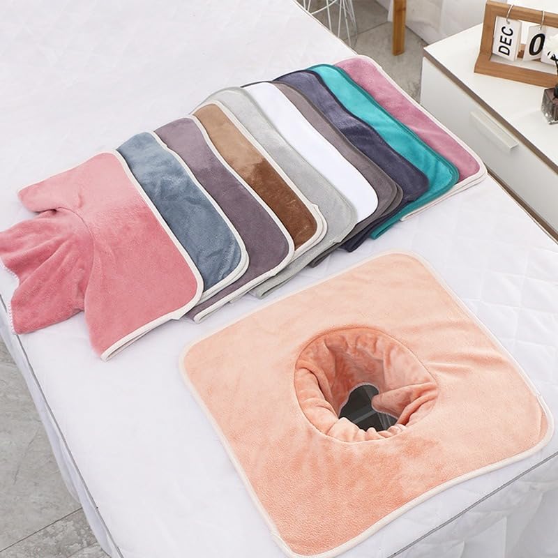 Massage Table Cover Towel with Face Cradle Hole, Premium Fitted Sheet with Locked Edges (Dark Gray Square) - Image 7