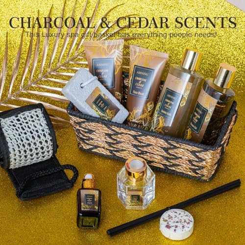 Spa Set for Women & Mens Gift, Relaxing Gifts for Men, Father's Day Gifts for Men Dad with 14PCS Charcoal & Cedar Scents Spa, Includes Bubble Bath, Shower Gel, Body Butter, Spa Kit for Mans Gift Set - Image 6