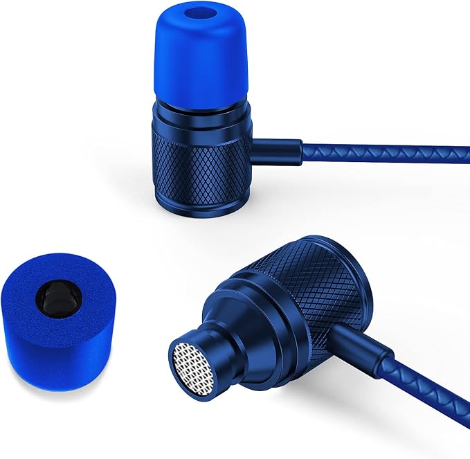 LUDOS Ultra Wired Earbuds in-Ear Headphones, 5 Years Warranty, Earphones with Microphone, Noise Isolating Ear Buds, Memory Foam for iPhone, Samsung, School Students, Kids, Women, Small Ears - Blue - Image 9