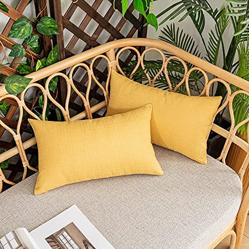 Kevin Textile Outdoor Waterproof 12”x20” Pillow Covers 2 Pack, Yellow - Image 7