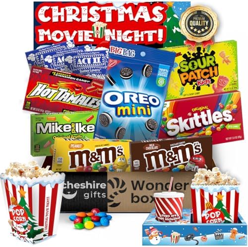 Movie Night Gift Basket - Movie Night Supplies, Candy & Popcorn Gift Set by CheshireGifts