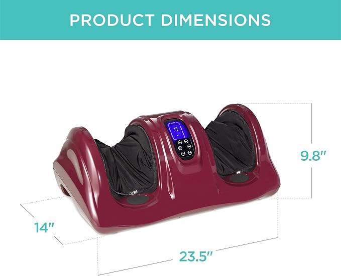 Best Choice Products Shiatsu Foot Massager for Pain Relief, Plantar Fasciitis, Neuropathy, Blood Circulation, Remote Control w/Compact Design - Burgundy - Image 8