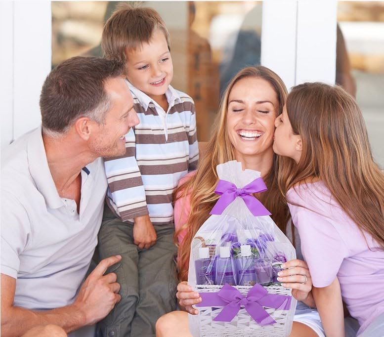 Lavender Spa Gift Basket for Birthday Gifts for Women, Beauty Basket Home Spa Basket 20 pc Set Includes Body Lotion, Bath Bombs & More! Spa Gifts for Her - Image 3