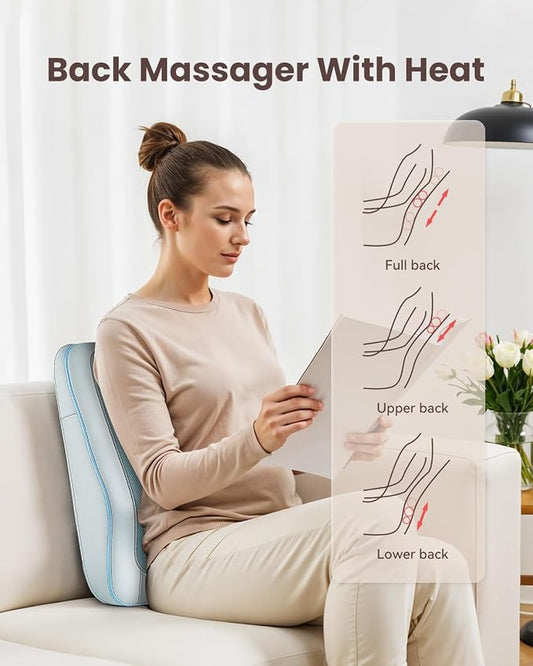 COMFIER Shiatsu Back Massager with Heat, Deep Kneading Neck & Back Massager, Adjustable Intensity Heated Massage Pillow for Shoulder, Lower Back, Lumbar, Gift for Men & Women - Image 2