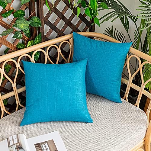 Kevin Textile Outdoor Waterproof 20”x20” Pillow Covers 2 Pack, Peacock Blue - Image 7