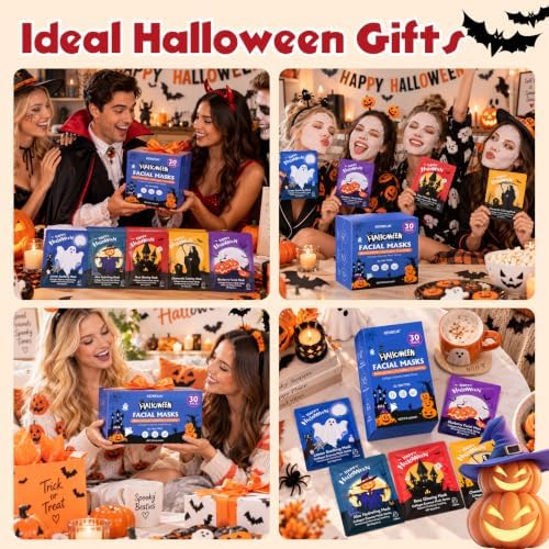 KONEUK 30 Pack Halloween Face Mask Set, Hydrating Sheet Facial Mask - Image 6