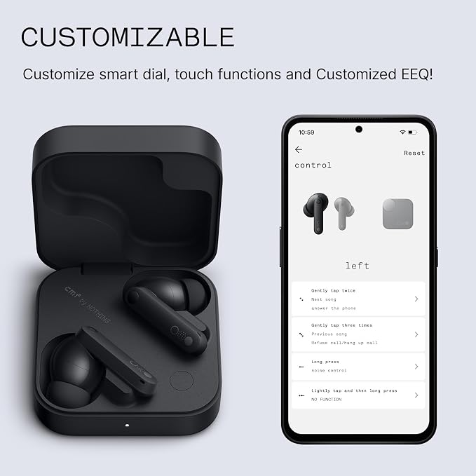 CMF Buds Pro 2 Wireless Earbuds with Smart Dial, 50dB Hybrid Noise Cancelling Earbuds Wireless Bluetooth 5.3, 11mm Bass with LDAC, 6 Hi-Res Audio Mics, 43H Playtime, Fast Charging Case, Dark Grey - Image 9