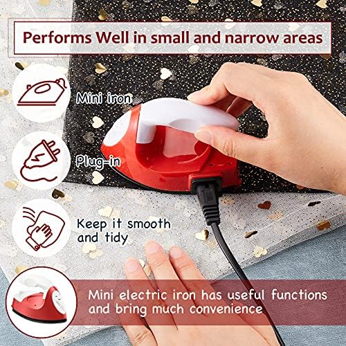 Honoson Mini Craft Iron Mini Heat Press Small Iron 3.93 x 2.36 x 2.76 in Portable Handy Tiny Flatiron with Charging Base Accessory for Fuse Bead Patch DIY Heat Transfer Vinyl(Red) - Image 6