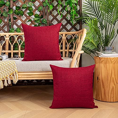 Kevin Textile Outdoor Waterproof 18”x18” Pillow Covers 2 Pack, Red - Image 7