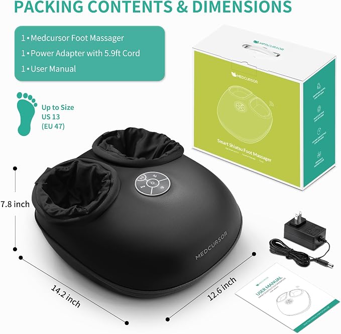 Medcursor Foot Massager with Heat - 2026 Upgraded Shiatsu Deep Kneading Machine, Multi Air Compression Intensity, Smart APP Mobile Remote Control, Feet Massage for Mom Women - Image 8