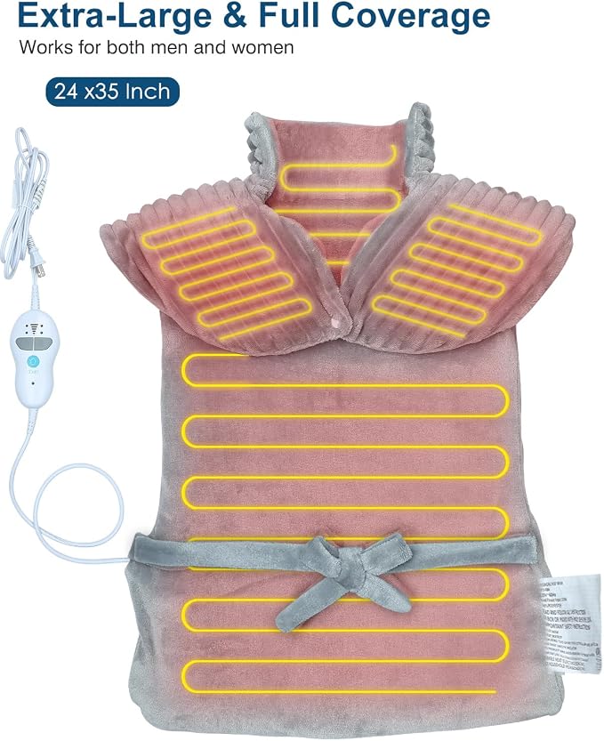 Wearable Massaging Heating Pad for Neck and Shoulders, Grey, 24x35inch - Image 7