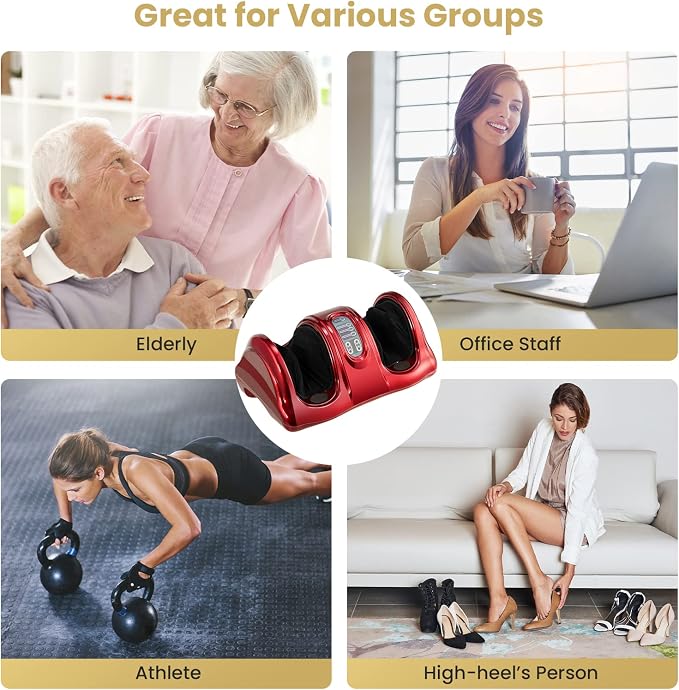 WELLHUT Foot Massager Machine Shiatsu Foot and Calf Massager for Ankle, Calf Leg Arm, Shiatsu Kneading Rolling, Feet Massager Machine, Gifts for Men and Women, Red - Image 9