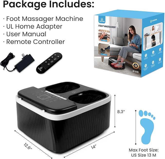 COMFIER Shiatsu Foot Massager with Heat for Neuropathy Plantar Fasciitis, Feet Massage Machine with Deep Kneading Rolling Compression and Remote Control - Image 9