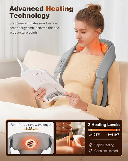 KNQZE Cordless Neck Massager for Pain Relief Deep Tissue with Heat - Image 2