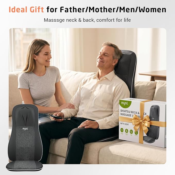 Mynt Shiatsu Neck & Back Massager for Chair, Deep Tissue Kneading Chair Pad - Image 9