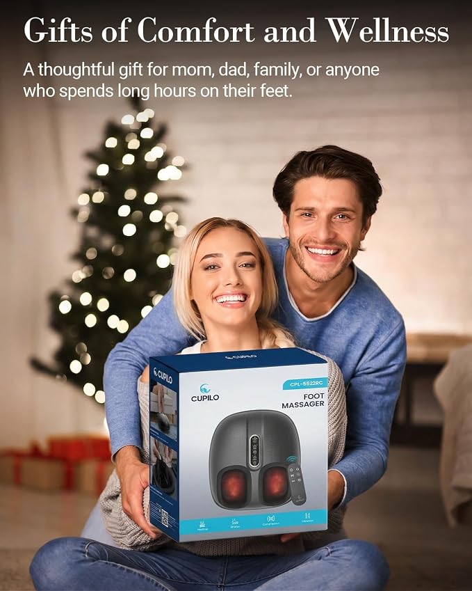CuPiLo Foot Massager FSA Eligible HSA, Shiatsu Foot Massager for Plantar Fasciitis with Heat & Remote Control, 5 Compression Levels & Kneading Massage for Tired Feet, Seniors, Officer, Dad Gifts - Image 7
