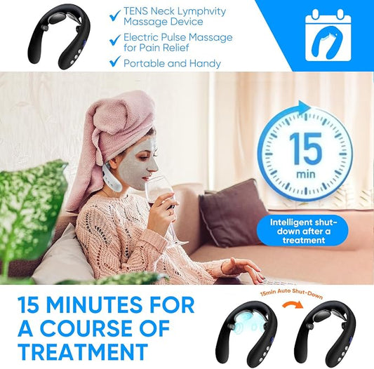 Electric Neck Massager with Heat - 10 Modes & 16 Levels, Portable for Travel, Perfect for Relaxation,Black - Image 2